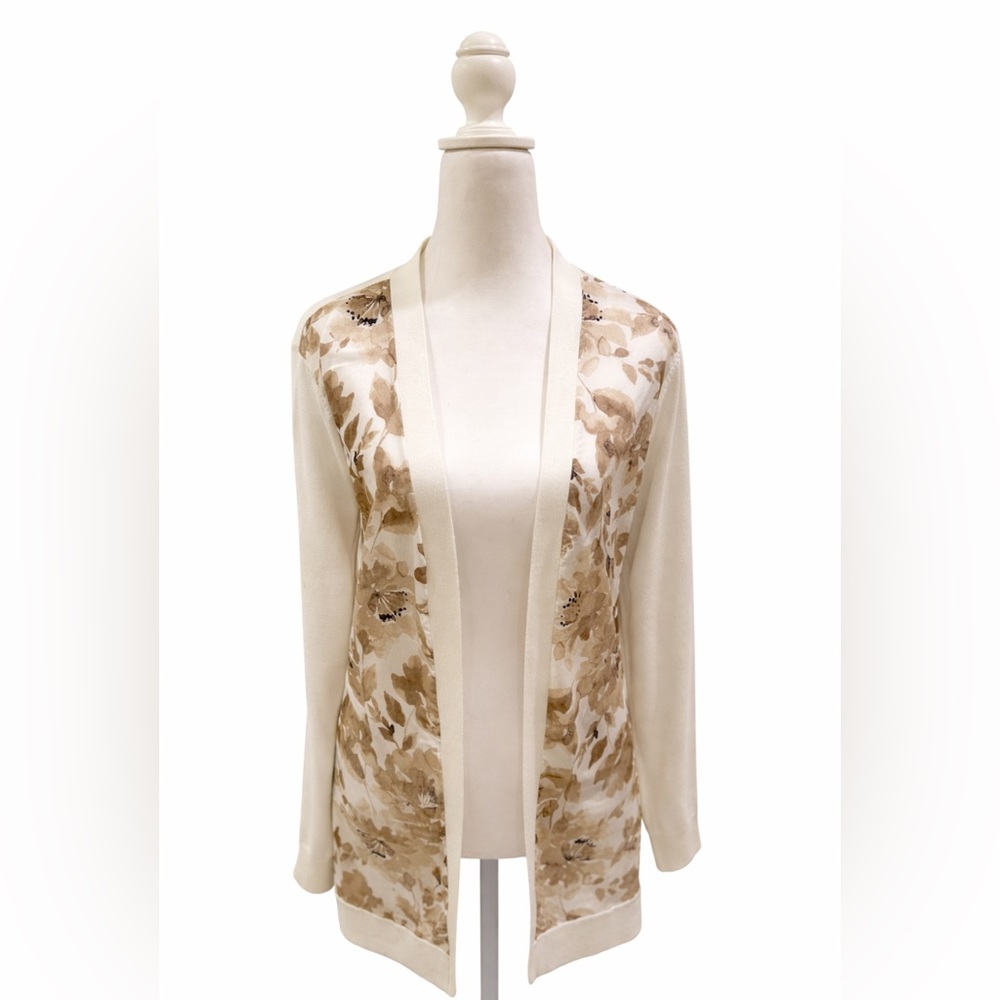 Calvin Klein Cream and Brown Floral Cardigan